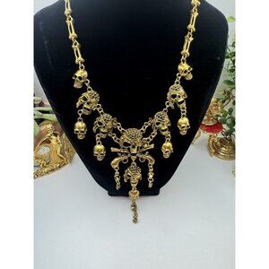 Gold Skull Pendant Necklace